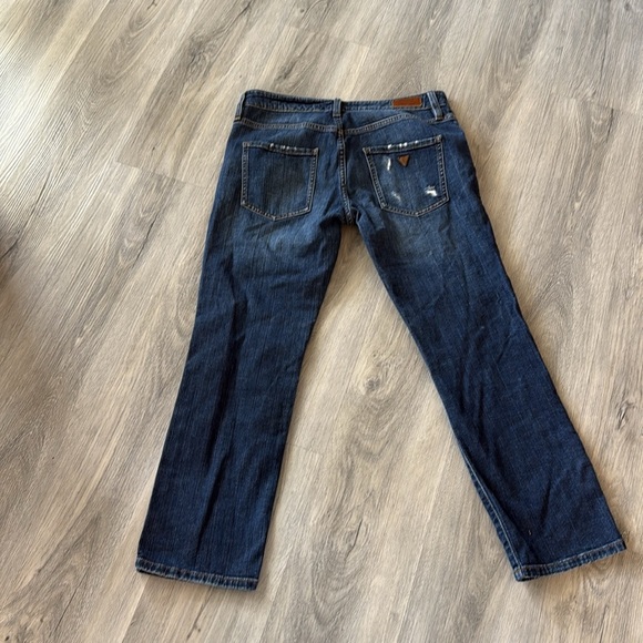 Guess Blue cropped Distressed blue denim low / mid rise jeans size 27 - Picture 7 of 10